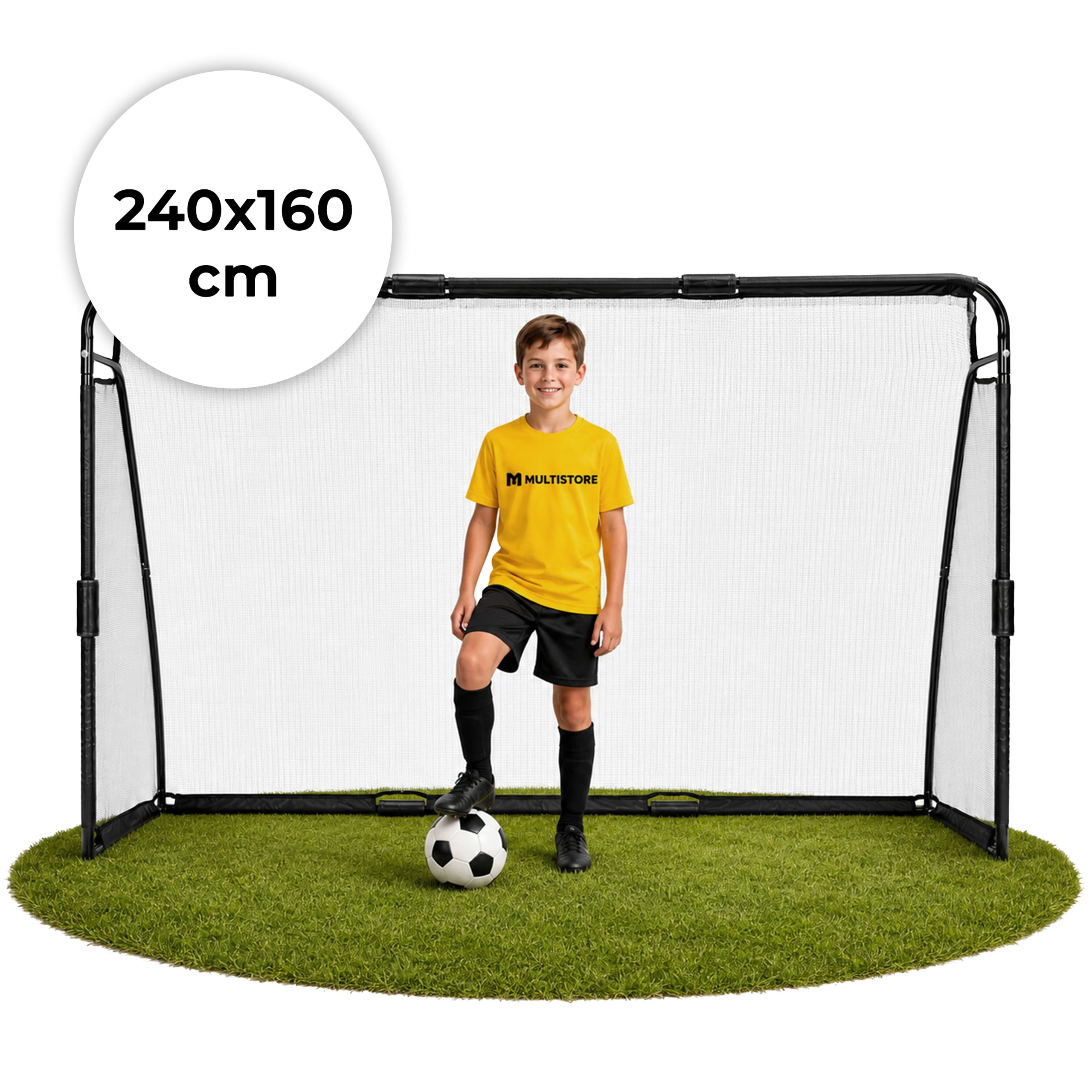 Futbolo vartai su tinklu 240x160x80 cm MOVEPRO aprašymas - Prekės nuotrauka