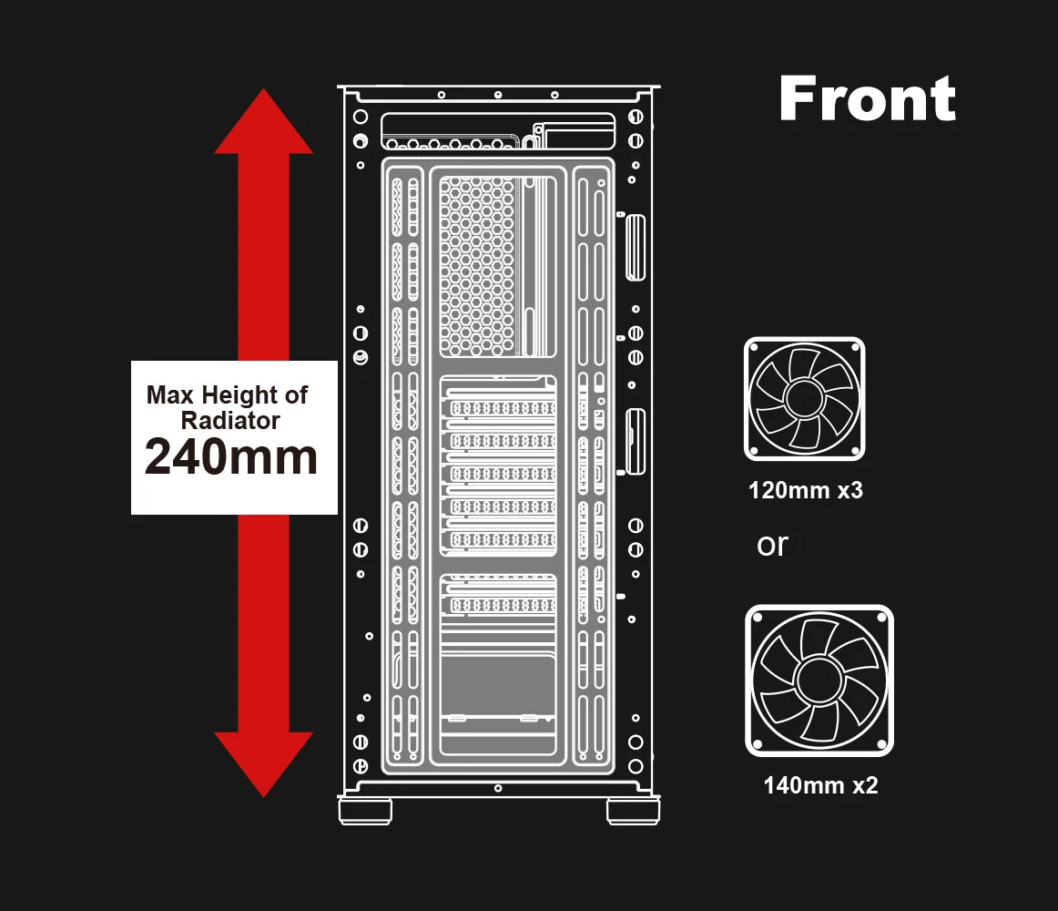 GAMING kompiuterio korpusas AZZA Prime 360, su 3xARGB Fan, ATX, Micro ATX, ITX, side window made of tempered glass, Without PSU (bottom), CSAZ-360 aprašymas - Prekės nuotrauka