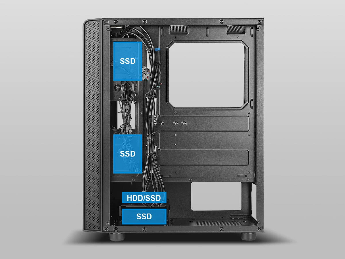GAMING kompiuterio korpusas AZZA Prime 360, su 3xARGB Fan, ATX, Micro ATX, ITX, side window made of tempered glass, Without PSU (bottom), CSAZ-360 aprašymas - Prekės nuotrauka
