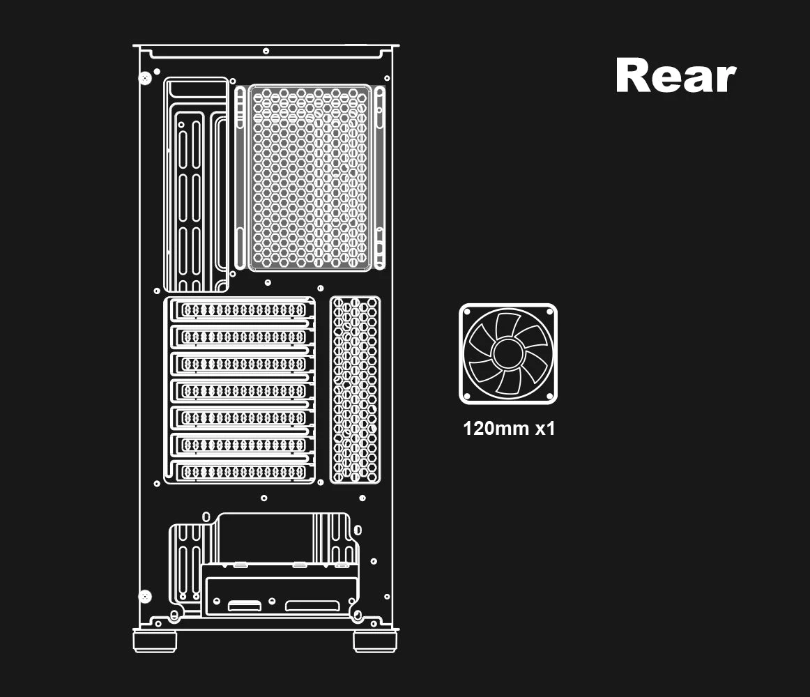 GAMING kompiuterio korpusas AZZA Prime 360, su 3xARGB Fan, ATX, Micro ATX, ITX, side window made of tempered glass, Without PSU (bottom), CSAZ-360 aprašymas - Prekės nuotrauka