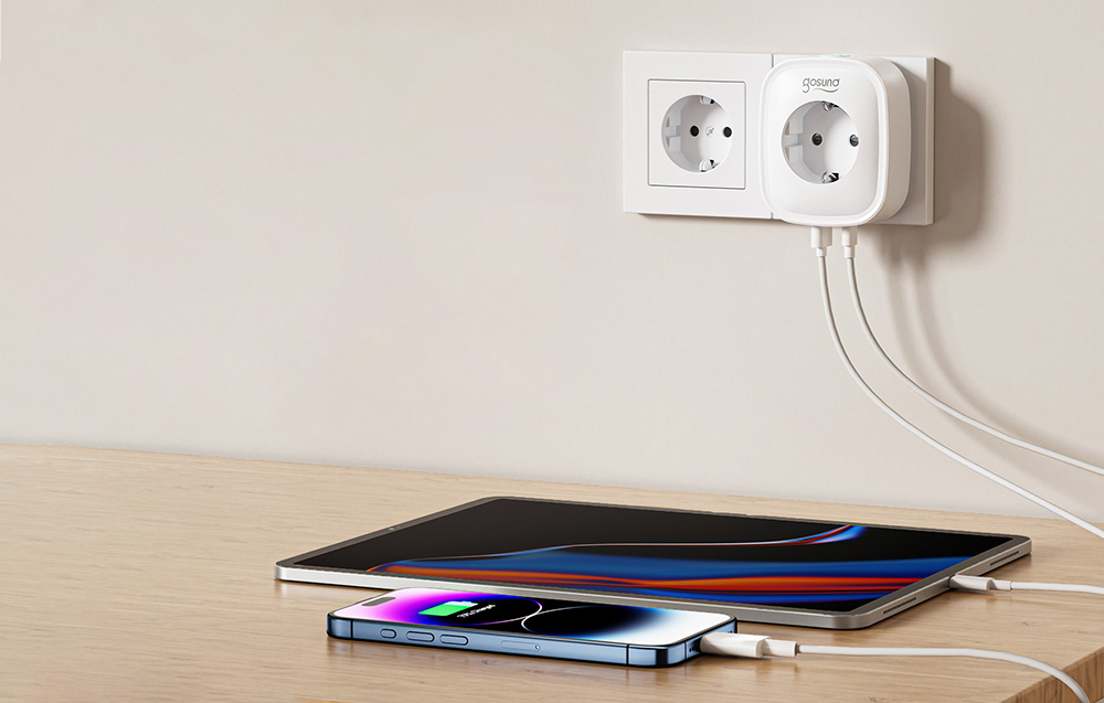 Gosund SP6 16A USB-C 20W Tuya išmanusis WiFi/Bluetooth kištukinis lizdas aprašymas - Prekės nuotrauka