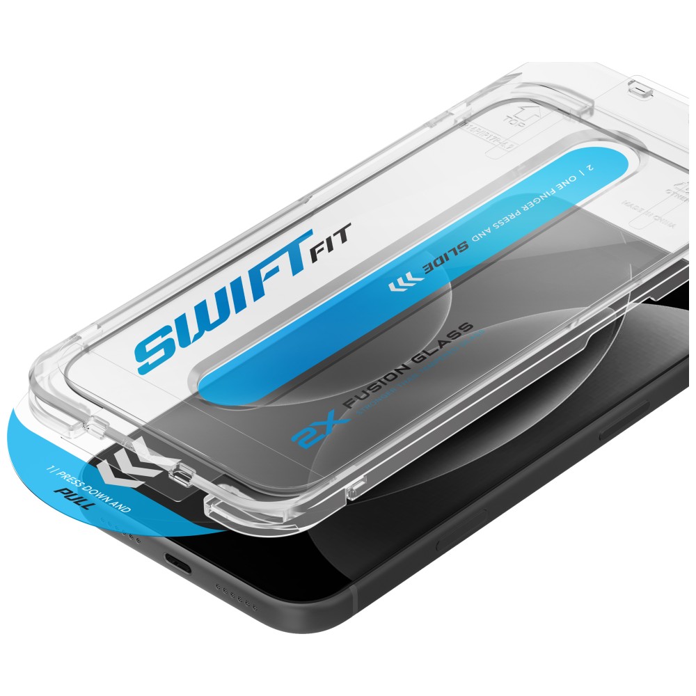 Grūdintas stiklas UNIQ Optix SwiftFit Vivid DX2, skirtas iPhone 18 Pro su aplikatoriumi aprašymas - Prekės nuotrauka