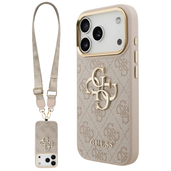 Guess 4G Big 4G Classic Logo Big Strap Metal Mygtukai dėklas skirtas Apple iPhone 17 Pro rožinės spalvos aprašymas - Prekės nuotrauka Guess 4G Big 4G Classic Logo Big Strap Metal Mygtukai dėklas skirtas Apple iPhone 17 Pro rožinės spalvos aprašymas - Prekės nuotrauka
