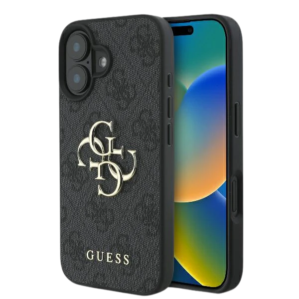 Guess 4G Big Logo Apple iPhone 16 – dėklas telefonui juodos spalvos aprašymas - Prekės nuotrauka