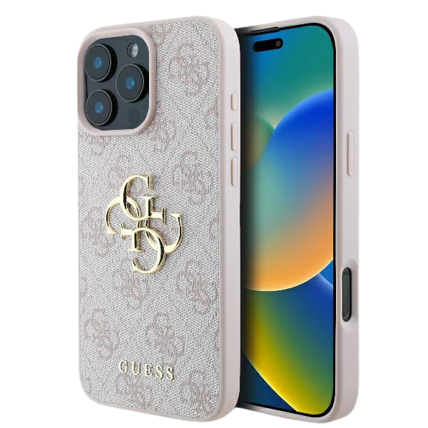 Guess 4G Big Logo Apple iPhone 16 – dėklas telefonui rožinės spalvos aprašymas - Prekės nuotrauka