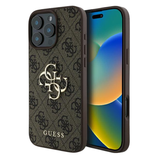 Guess 4G Big Logo iPhone 16 Pro Max – telefono dėklas, rudos spalvos aprašymas - Prekės nuotrauka
