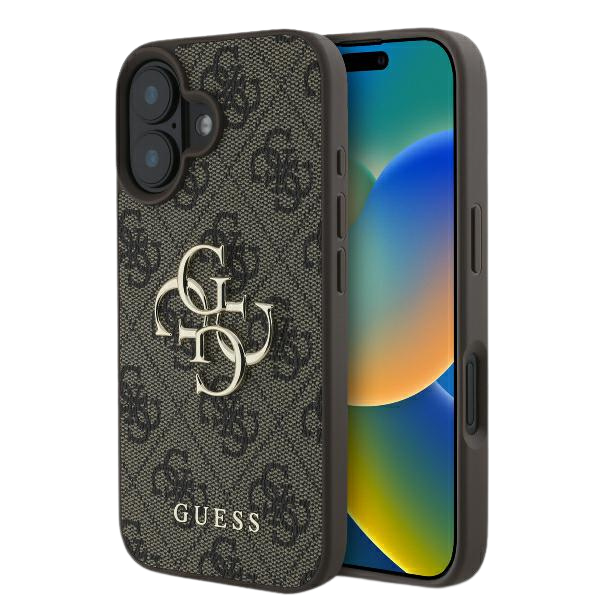 Guess 4G Big Logo iPhone 16 – telefono dėklas, rudos spalvos aprašymas - Prekės nuotrauka