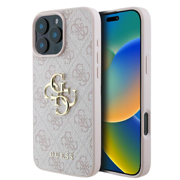 Guess 4G Big Logo iPhone 16 – telefono dėklas, rožinės spalvos aprašymas - Prekės nuotrauka