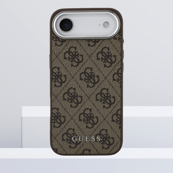 Guess 4G Classic Logo MagSafe dėklas, skirtas iPhone, rudos spalvos aprašymas - Prekės nuotrauka