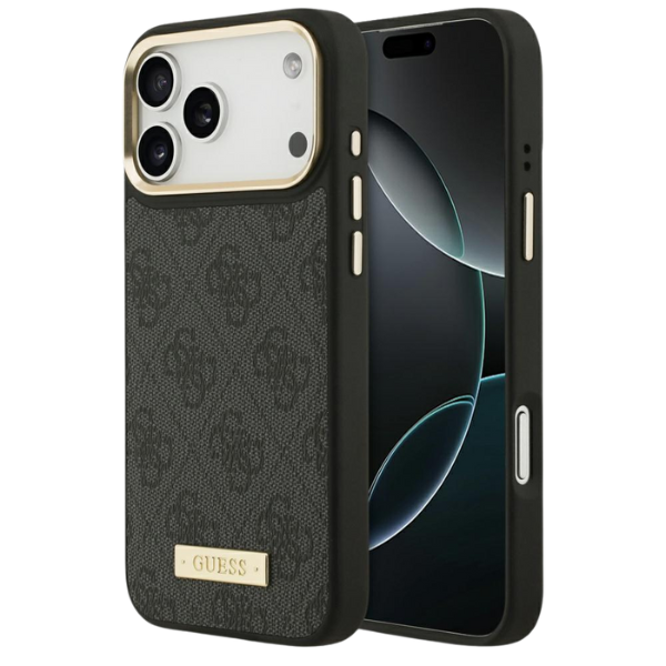 Guess 4G Logo Plate MagSafe dėklas Apple iPhone 17 Pro Max juodos spalvos aprašymas - Prekės nuotrauka Guess 4G Logo Plate MagSafe dėklas Apple iPhone 17 Pro Max juodos spalvos aprašymas - Prekės nuotrauka