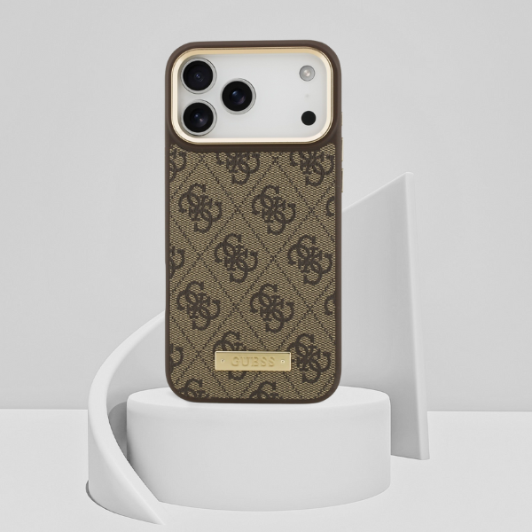 Guess 4G Logo Plate MagSafe dėklas Apple iPhone 17 Pro Max rudos spalvos aprašymas - Prekės nuotrauka Guess 4G Logo Plate MagSafe dėklas Apple iPhone 17 Pro Max rudos spalvos aprašymas - Prekės nuotrauka