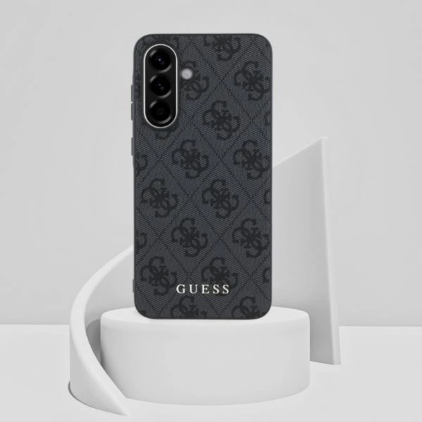 Guess 4G Metal dėklas telefonui aukso spalvos Logo Samsung Galaxy A36 - dėklas telefonui juodos spalvos aprašymas - Prekės nuotrauka