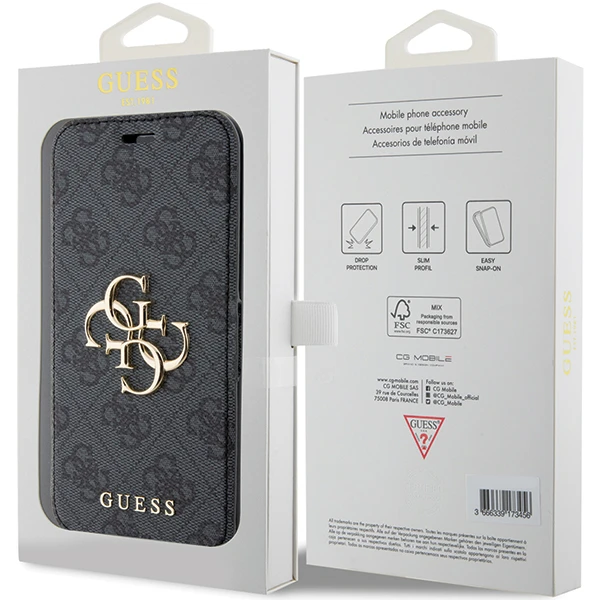 Guess 4G Metal Logo Apple iPhone 15 Pro - dėklas telefonui pilkos spalvos aprašymas - Prekės nuotrauka Guess 4G Metal Logo Apple iPhone 15 Pro - dėklas telefonui pilkos spalvos aprašymas - Prekės nuotrauka