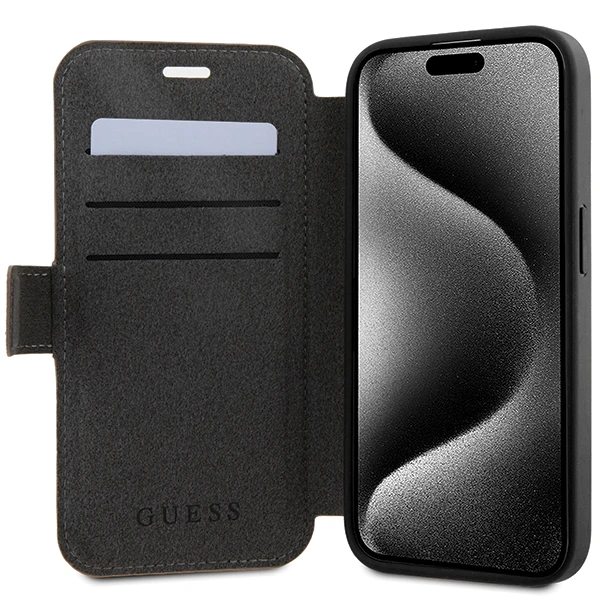 Guess 4G Metal Logo Apple iPhone 15 Pro - dėklas telefonui rudos spalvos aprašymas - Prekės nuotrauka Guess 4G Metal Logo Apple iPhone 15 Pro - dėklas telefonui rudos spalvos aprašymas - Prekės nuotrauka