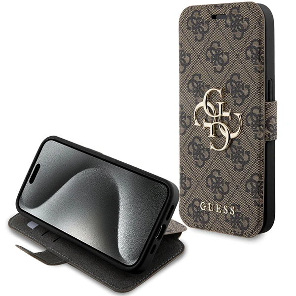 Guess 4G Metal Logo Apple iPhone 15 Pro - dėklas telefonui rudos spalvos aprašymas - Prekės nuotrauka Guess 4G Metal Logo Apple iPhone 15 Pro - dėklas telefonui rudos spalvos aprašymas - Prekės nuotrauka