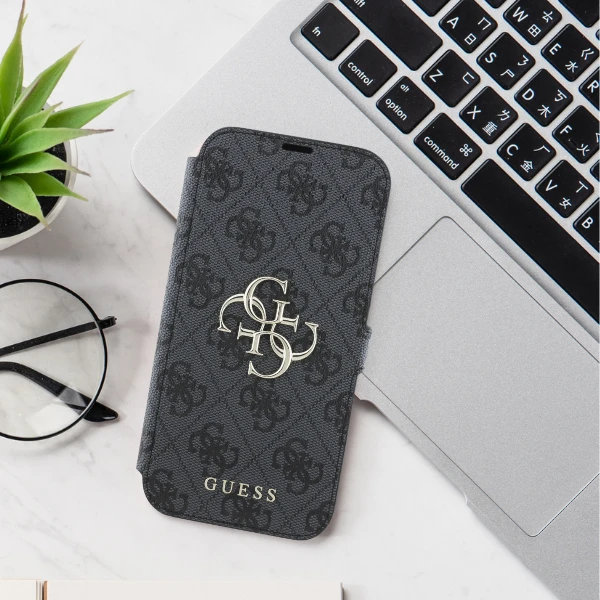 Guess 4G Metal Logo Apple iPhone 16 Plus - dėklas telefonui rudos spalvos aprašymas - Prekės nuotrauka