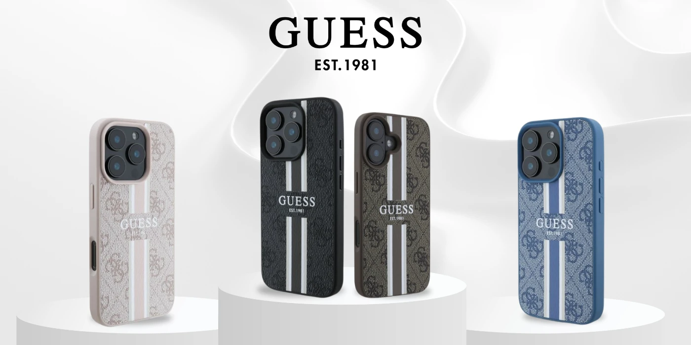 Guess 4G Printed Stripes MagSafe Apple iPhone 16 Plus - dėklas telefonui rudos spalvos aprašymas - Prekės nuotrauka Guess 4G Printed Stripes MagSafe Apple iPhone 16 Plus - dėklas telefonui rudos spalvos aprašymas - Prekės nuotrauka