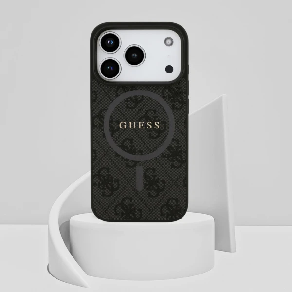 Guess 4G Ring Classic Logo MagSafe dėklas skirtas Apple iPhone 17 Pro juodos spalvos aprašymas - Prekės nuotrauka Guess 4G Ring Classic Logo MagSafe dėklas skirtas Apple iPhone 17 Pro juodos spalvos aprašymas - Prekės nuotrauka