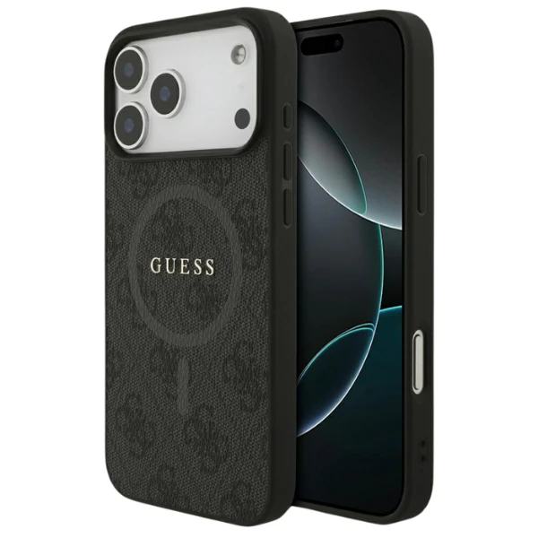 Guess 4G Ring Classic Logo MagSafe dėklas skirtas Apple iPhone 17 Pro Max juodos spalvos aprašymas - Prekės nuotrauka