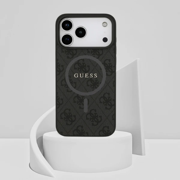 Guess 4G Ring Classic Logo MagSafe dėklas skirtas Apple iPhone 17 Pro Max juodos spalvos aprašymas - Prekės nuotrauka
