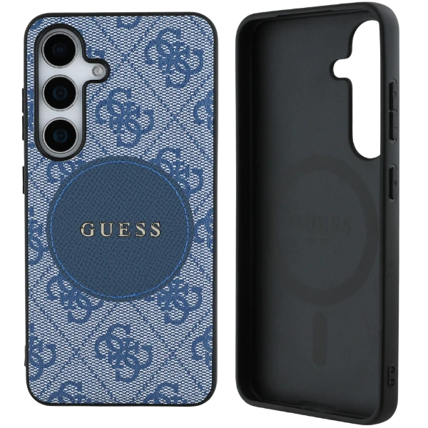 Guess 4G Round Patch Classic Logo MagSafe Samsung Galaxy S25 Plus dėklas telefonui mėlynos spalvos aprašymas - Prekės nuotrauka