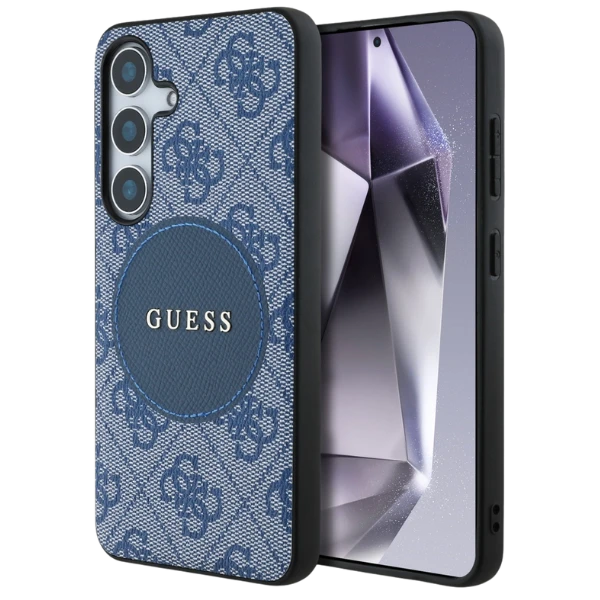 Guess 4G Round Patch Classic Logo MagSafe Samsung Galaxy S25 Plus dėklas telefonui mėlynos spalvos aprašymas - Prekės nuotrauka