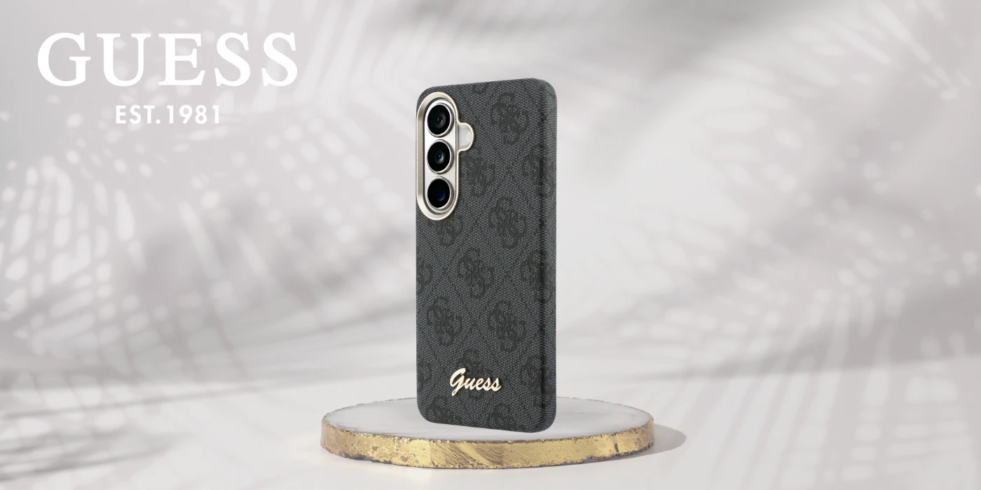 Guess 4G Script MagSafe dėklas skirtas Samsung Galaxy S26 – juodos spalvos aprašymas - Prekės nuotrauka