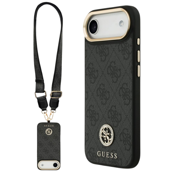 Guess 4G Strass Logo & Big Strap Metal Mygtukai MagSafe dėklas skirtas Apple iPhone Air juodos spalvos aprašymas - Prekės nuotrauka Guess 4G Strass Logo & Big Strap Metal Mygtukai MagSafe dėklas skirtas Apple iPhone Air juodos spalvos aprašymas - Prekės nuotrauka