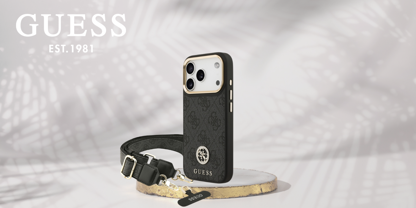 Guess 4G Strass Logo & Big Strap Metal Mygtukai MagSafe dėklas skirtas Apple iPhone 17 Pro juodos spalvos aprašymas - Prekės nuotrauka