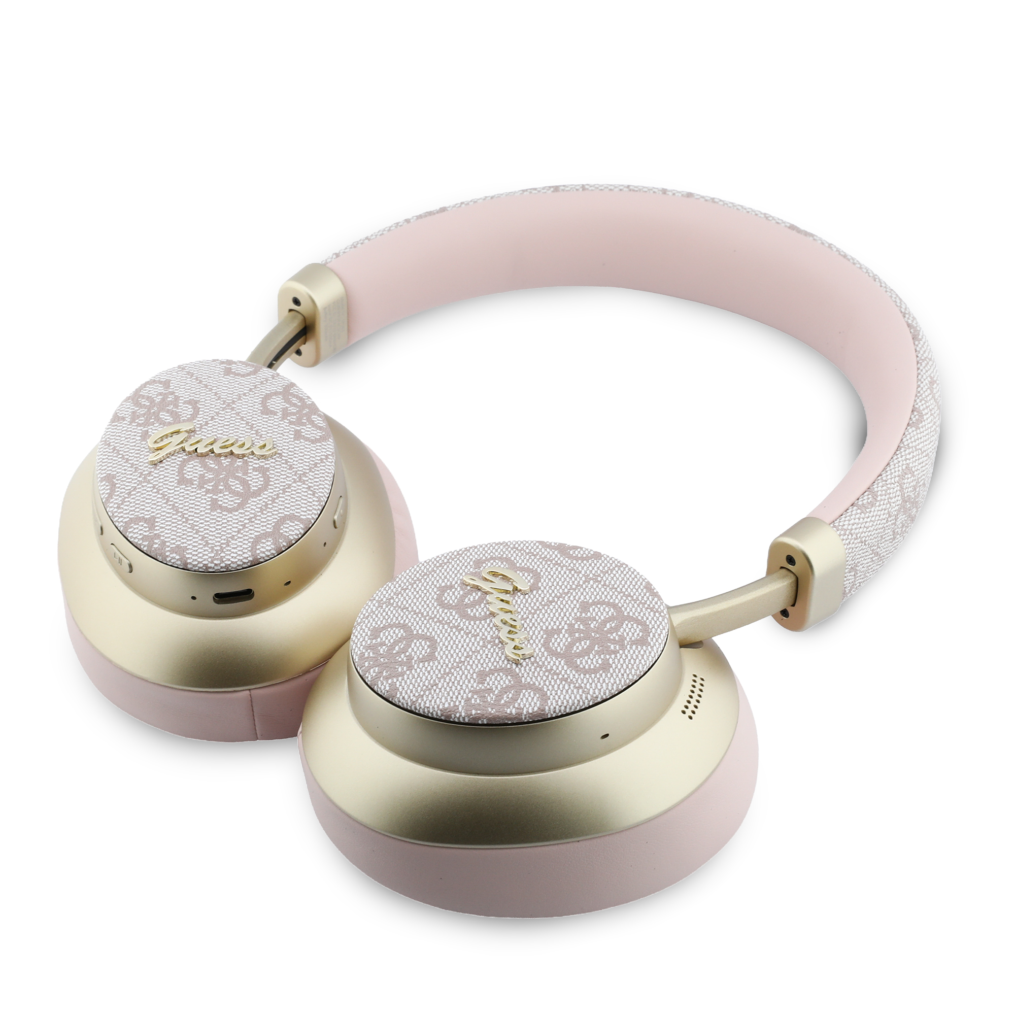 „Guess“ ausinės „Bluetooth ENC 4G Auksinė Script Metal“, rožinės spalvos aprašymas - Prekės nuotrauka