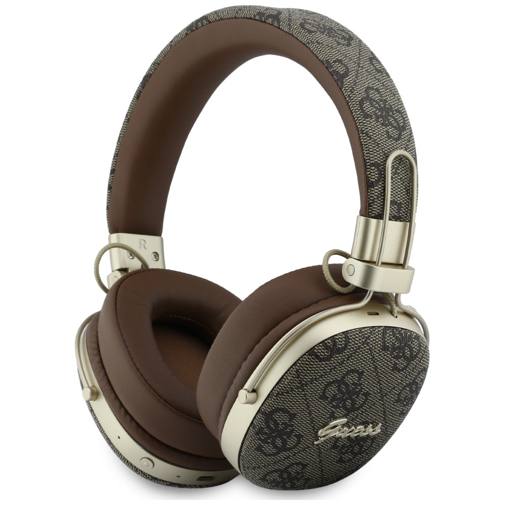 „Guess“ „Bluetooth“ ausinės ENC „Metal 4G Script Logo“, rudos spalvos aprašymas - Prekės nuotrauka