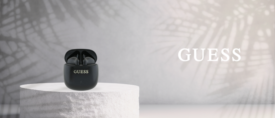 Guess Bluetooth ausinės GUTWSJ14ESGK TWS + docking station juodos spalvos Printed Classic Logo aprašymas - Prekės nuotrauka
