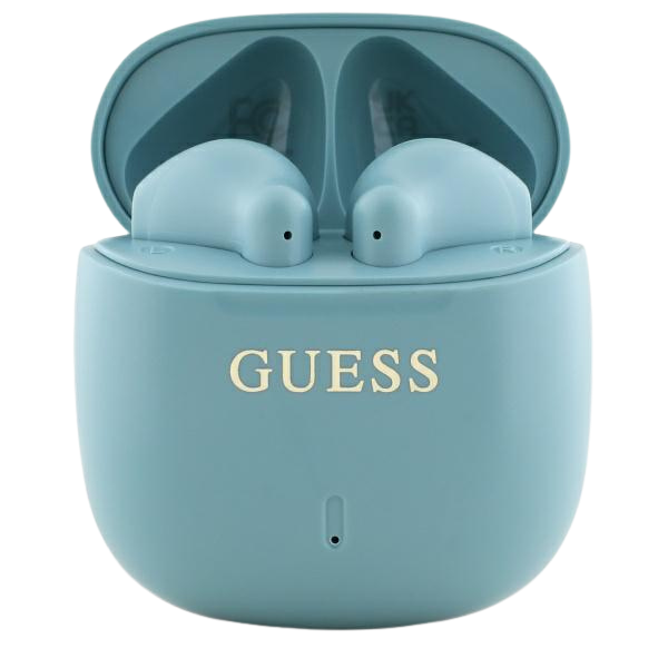 Guess Bluetooth ausinės GUTWSJ14ESGQ TWS + docking station turquoise Printed Classic Logo aprašymas - Prekės nuotrauka