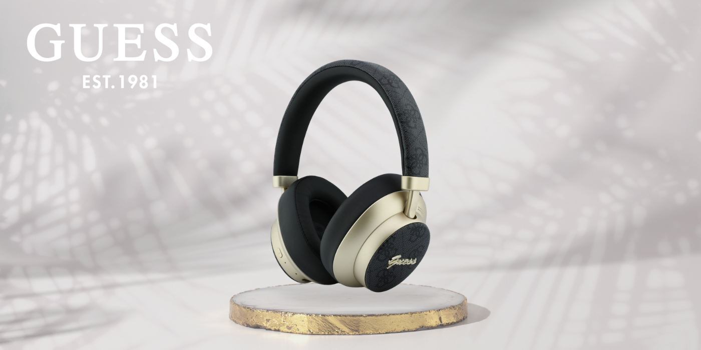 Guess Bluetooth ENC 4G Auksinė Script Metal ausinės, juodos spalvos aprašymas - Prekės nuotrauka