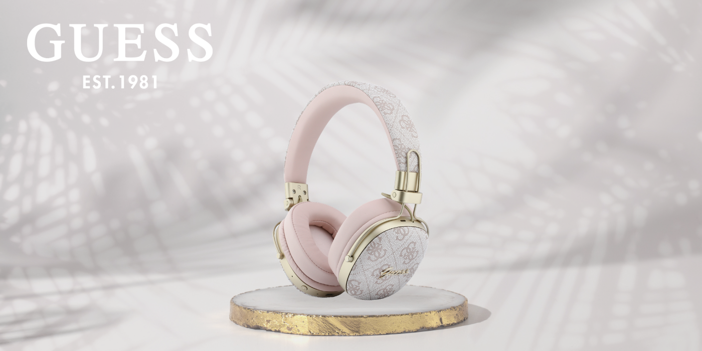 „Guess“ „Bluetooth“ ENC „Metal 4G Script Logo“ ausinės, rožinės spalvos aprašymas - Prekės nuotrauka