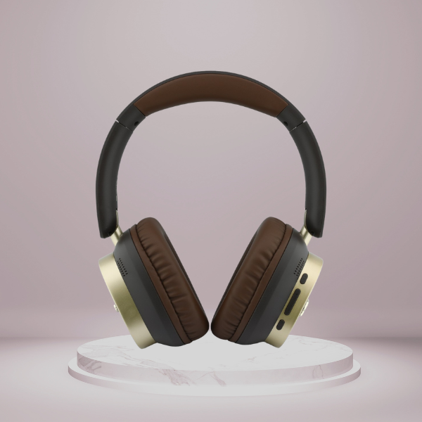 „Guess“ „Bluetooth“ ENC „Rectangle Metal Script“ ausinės, rudos spalvos aprašymas - Prekės nuotrauka