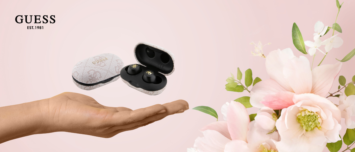 Guess Bluetooth Ausinės GUTWSP4EGB TWS + ENC Docking Station Mėlyna 4G Metal aprašymas - Prekės nuotrauka