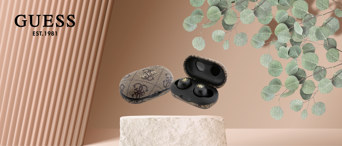 Guess Bluetooth Ausinės GUTWSP4EGB TWS + ENC Docking Station Mėlyna 4G Metal aprašymas - Prekės nuotrauka