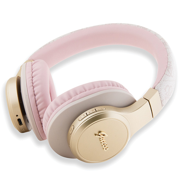 Guess Bluetooth on-ear ausinės GUBH604GEMP rožinė 4G Script aprašymas - Prekės nuotrauka