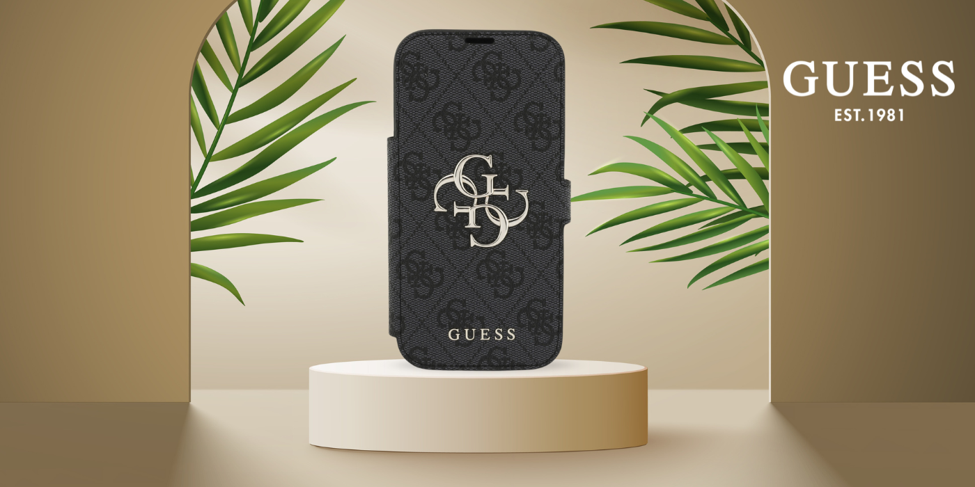 Guess Book 4G Metal Logo Dėklas Apple iPhone 17 Pro juodos spalvos aprašymas - Prekės nuotrauka Guess Book 4G Metal Logo Dėklas Apple iPhone 17 Pro juodos spalvos aprašymas - Prekės nuotrauka