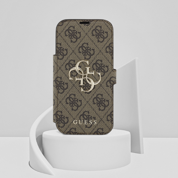Guess Book 4G Metal Logo Dėklas Apple iPhone 17 Pro rudos spalvos aprašymas - Prekės nuotrauka Guess Book 4G Metal Logo Dėklas Apple iPhone 17 Pro rudos spalvos aprašymas - Prekės nuotrauka