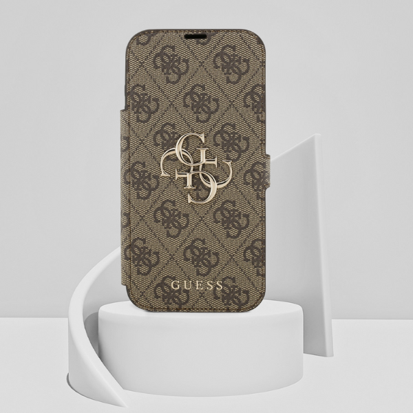 Guess Book 4G Metal Logo Dėklas Apple iPhone 17 Pro Max rudos spalvos aprašymas - Prekės nuotrauka Guess Book 4G Metal Logo Dėklas Apple iPhone 17 Pro Max rudos spalvos aprašymas - Prekės nuotrauka