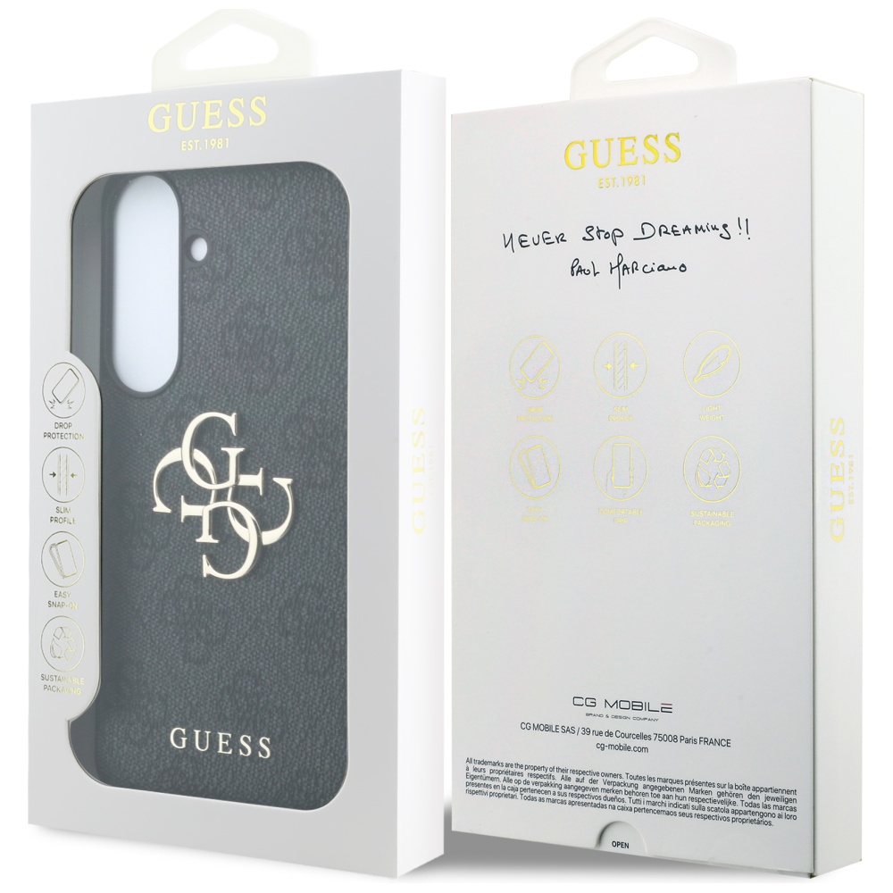 Guess Embossed 4G Ring Classic Logo MagSafe dėklas Samsung Galaxy S26 FE juodas aprašymas - Prekės nuotrauka