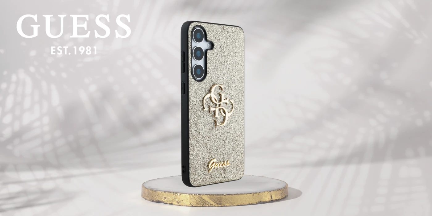 Guess Fixed Glitter Big 4G Metal Logo Samsung Galaxy S25 Plus dėklas telefonui auksos spalvos aprašymas - Prekės nuotrauka Guess Fixed Glitter Big 4G Metal Logo Samsung Galaxy S25 Plus dėklas telefonui auksos spalvos aprašymas - Prekės nuotrauka