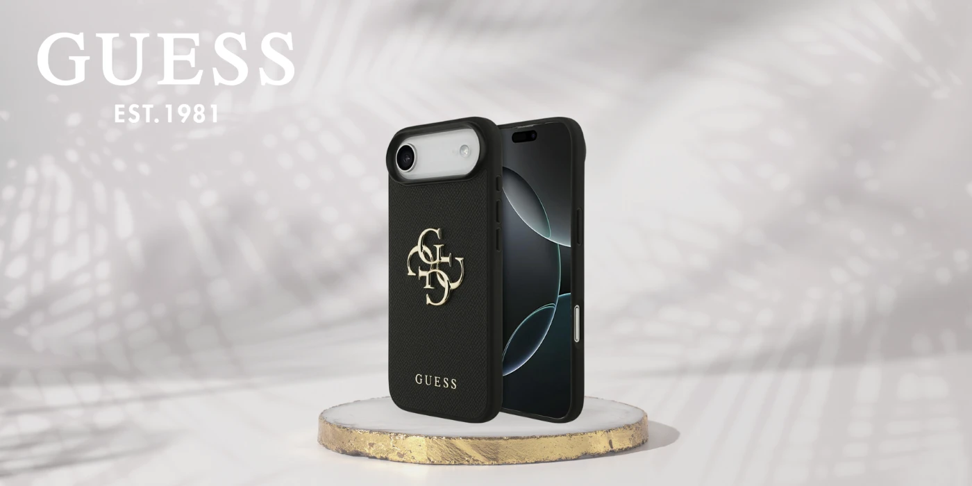 Guess Grained Big 4G & Classic Logo dėklas skirtas Apple iPhone Air juodos spalvos aprašymas - Prekės nuotrauka