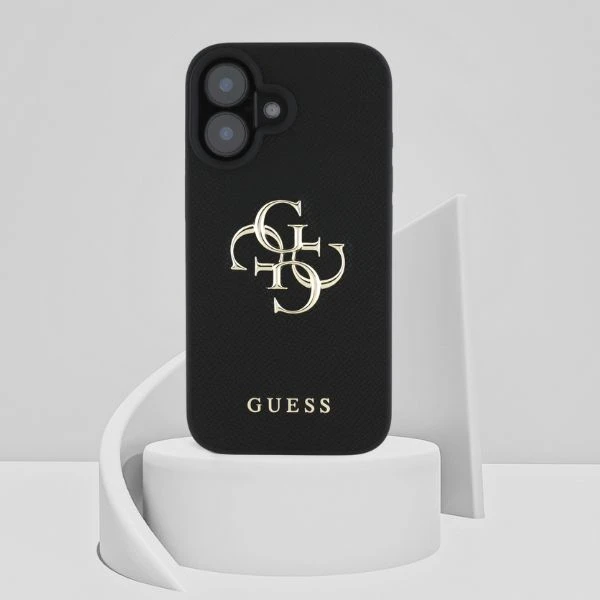 Guess Grained Big 4G Logo Small Classic Logo Apple iPhone 16 dėklas telefonui juodos spalvos aprašymas - Prekės nuotrauka Guess Grained Big 4G Logo Small Classic Logo Apple iPhone 16 dėklas telefonui juodos spalvos aprašymas - Prekės nuotrauka