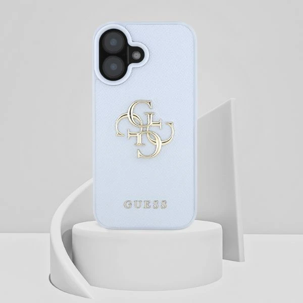 Guess Grained Big 4G Logo Small Classic Logo Apple iPhone 16 dėklas telefonui mėlynos spalvos aprašymas - Prekės nuotrauka Guess Grained Big 4G Logo Small Classic Logo Apple iPhone 16 dėklas telefonui mėlynos spalvos aprašymas - Prekės nuotrauka