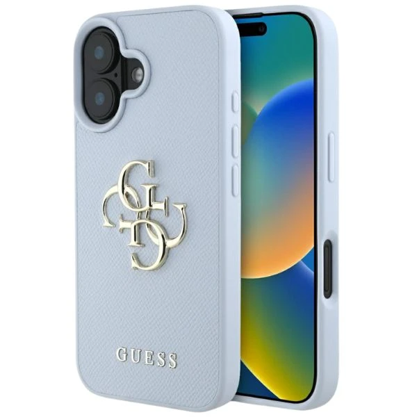 Guess Grained Big 4G Logo Small Classic Logo Apple iPhone 16 dėklas telefonui mėlynos spalvos aprašymas - Prekės nuotrauka Guess Grained Big 4G Logo Small Classic Logo Apple iPhone 16 dėklas telefonui mėlynos spalvos aprašymas - Prekės nuotrauka