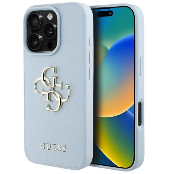 Guess Grained Big 4G Logo Small Classic Logo Apple iPhone 16 Pro dėklas telefonui mėlynos spalvos aprašymas - Prekės nuotrauka Guess Grained Big 4G Logo Small Classic Logo Apple iPhone 16 Pro dėklas telefonui mėlynos spalvos aprašymas - Prekės nuotrauka