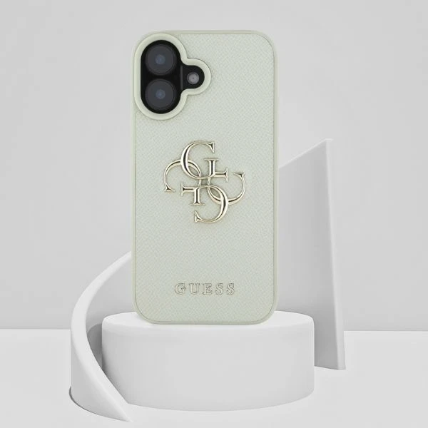 Guess Grained Big 4G Logo Small Classic Logo Apple iPhone 16 dėklas telefonui žalios spalvos aprašymas - Prekės nuotrauka